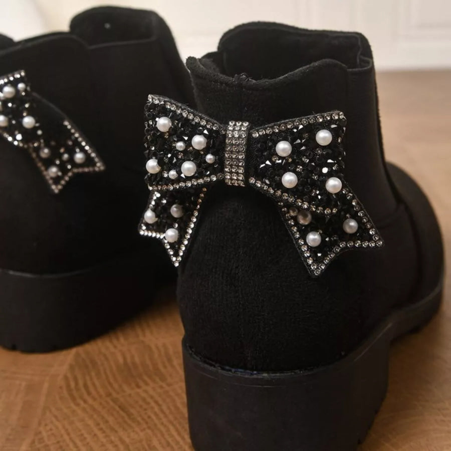Round Toe Block Heels Boots Apparel and Accessories