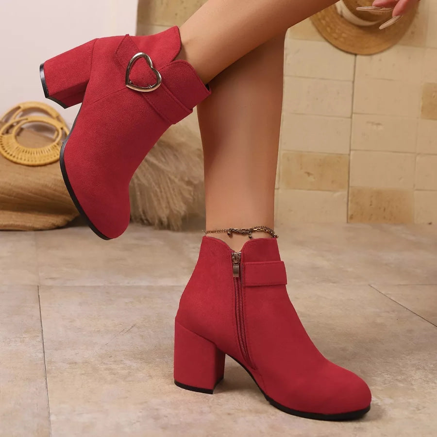Round Toe Block Heels Boots Apparel and Accessories