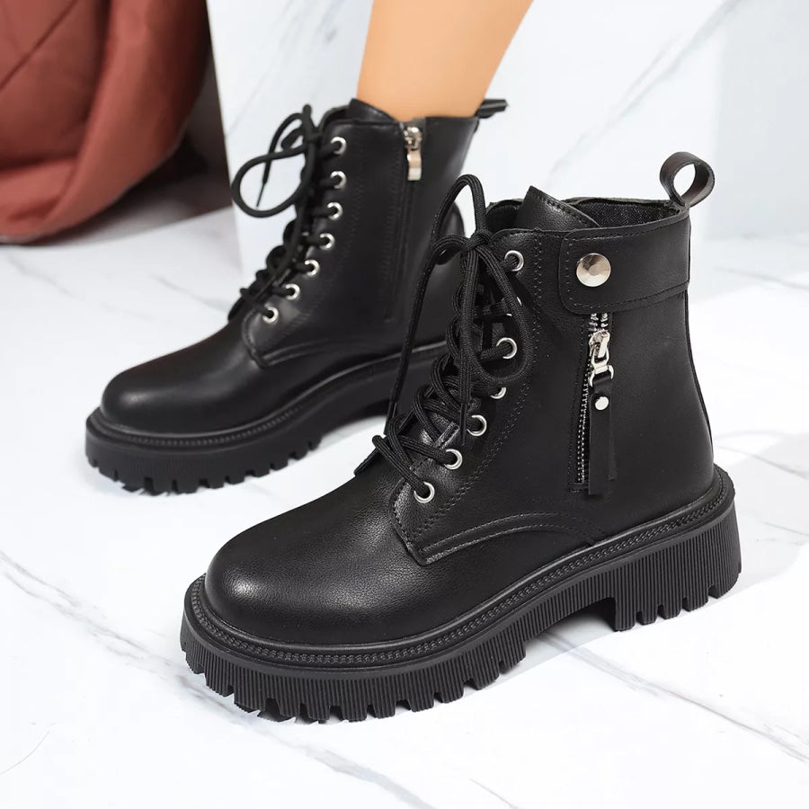 Round Toe Block Heels Boots Apparel and Accessories