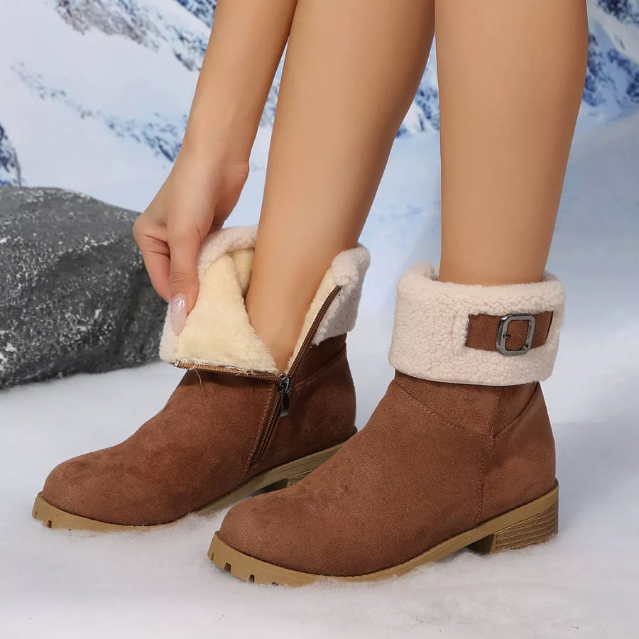 Round Toe Block Heels Boots Apparel and Accessories