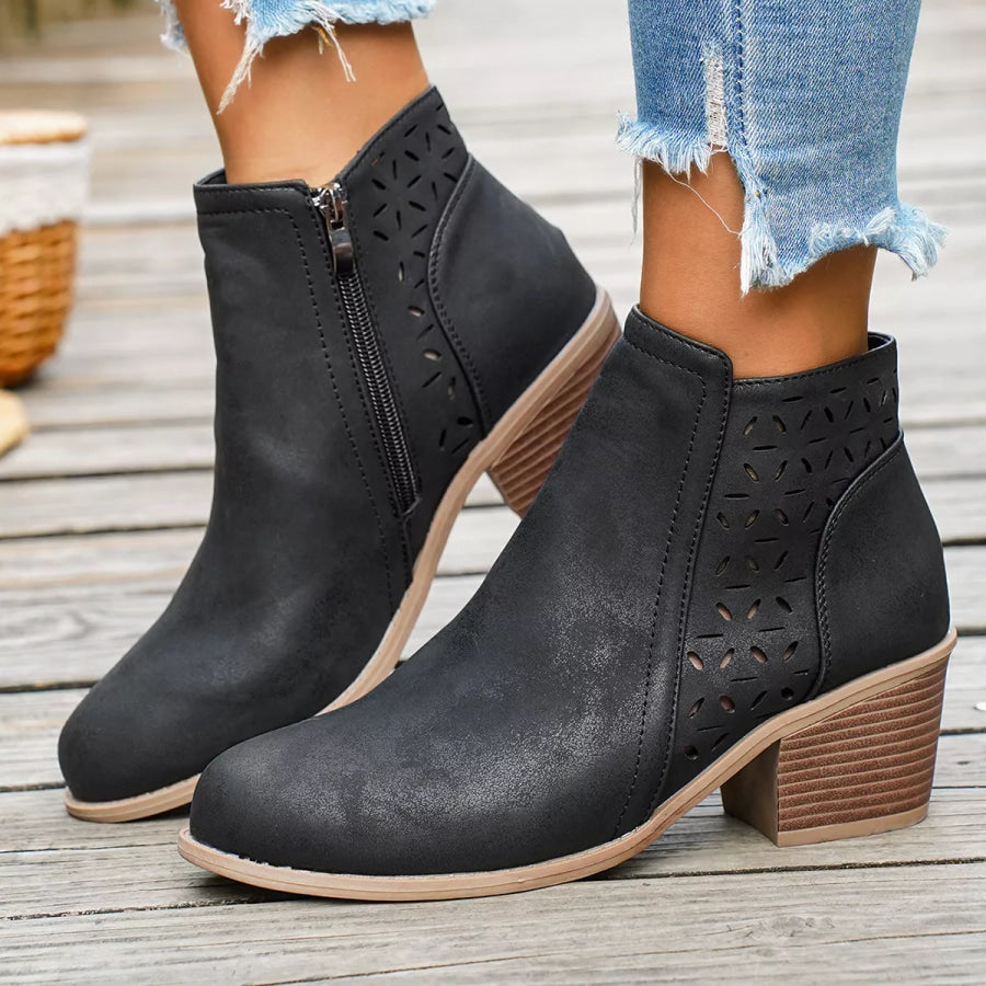 Round Toe Block Heels Boots footwear