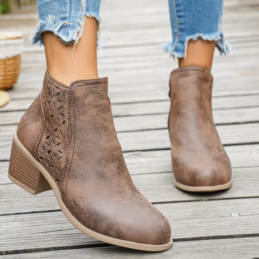 Round Toe Block Heels Boots footwear