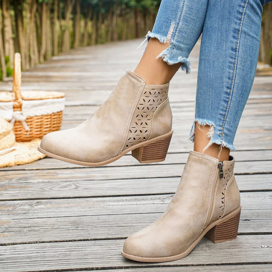 Round Toe Block Heels Boots footwear