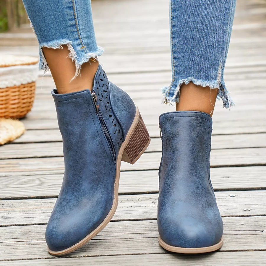 Round Toe Block Heels Boots footwear