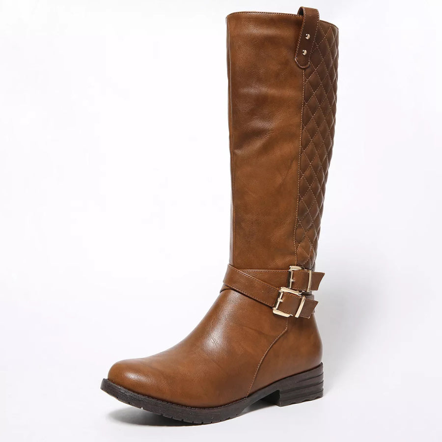 Round Toe Block Heels Boots Style A / 36 Apparel and Accessories