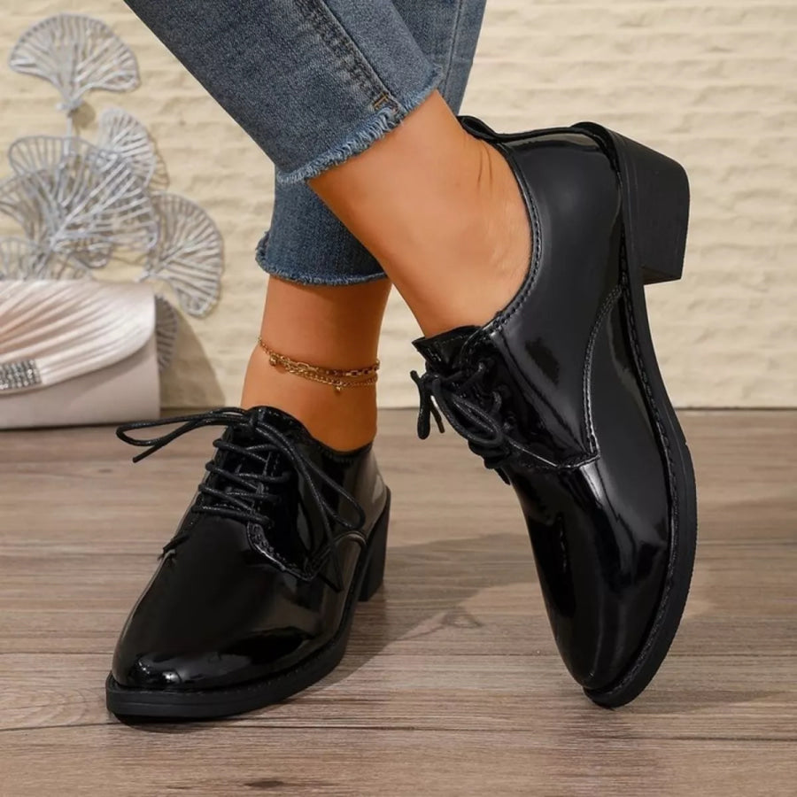 Round Toe Block Heels Loafers Apparel and Accessories
