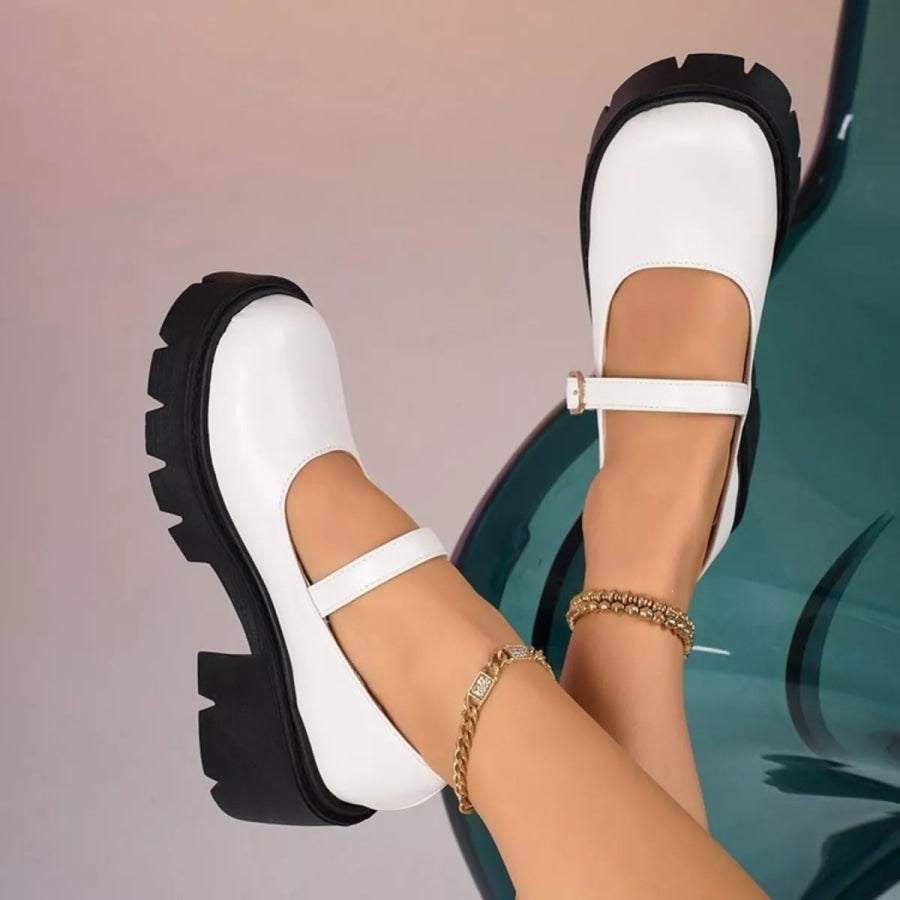 Round Toe Block Heels Loafers Apparel and Accessories
