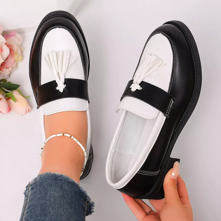 Round Toe Block Heels Loafers Apparel and Accessories