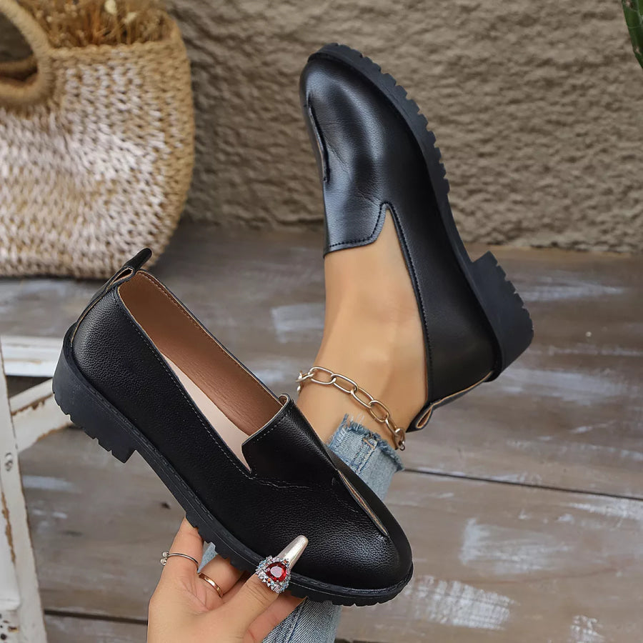 Round Toe Block Heels Loafers Apparel and Accessories