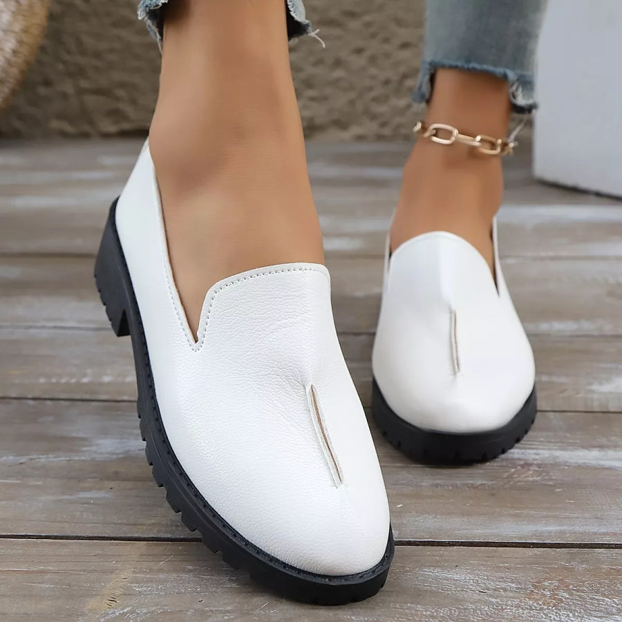 Round Toe Block Heels Loafers Apparel and Accessories