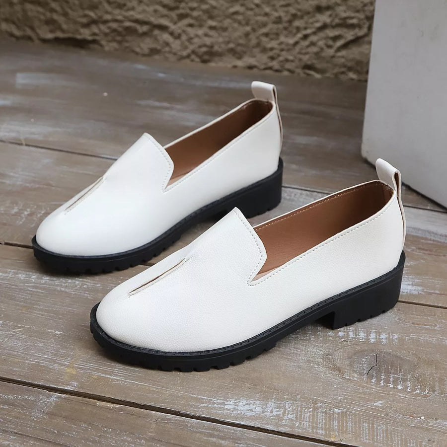 Round Toe Block Heels Loafers Apparel and Accessories