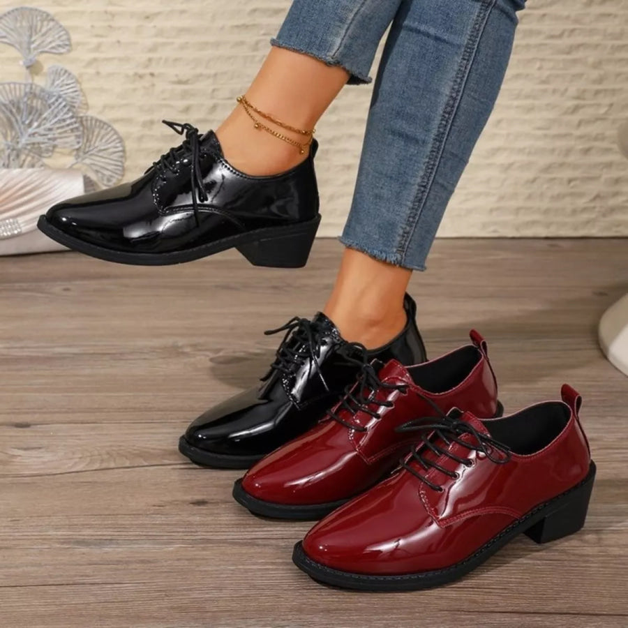 Round Toe Block Heels Loafers Apparel and Accessories