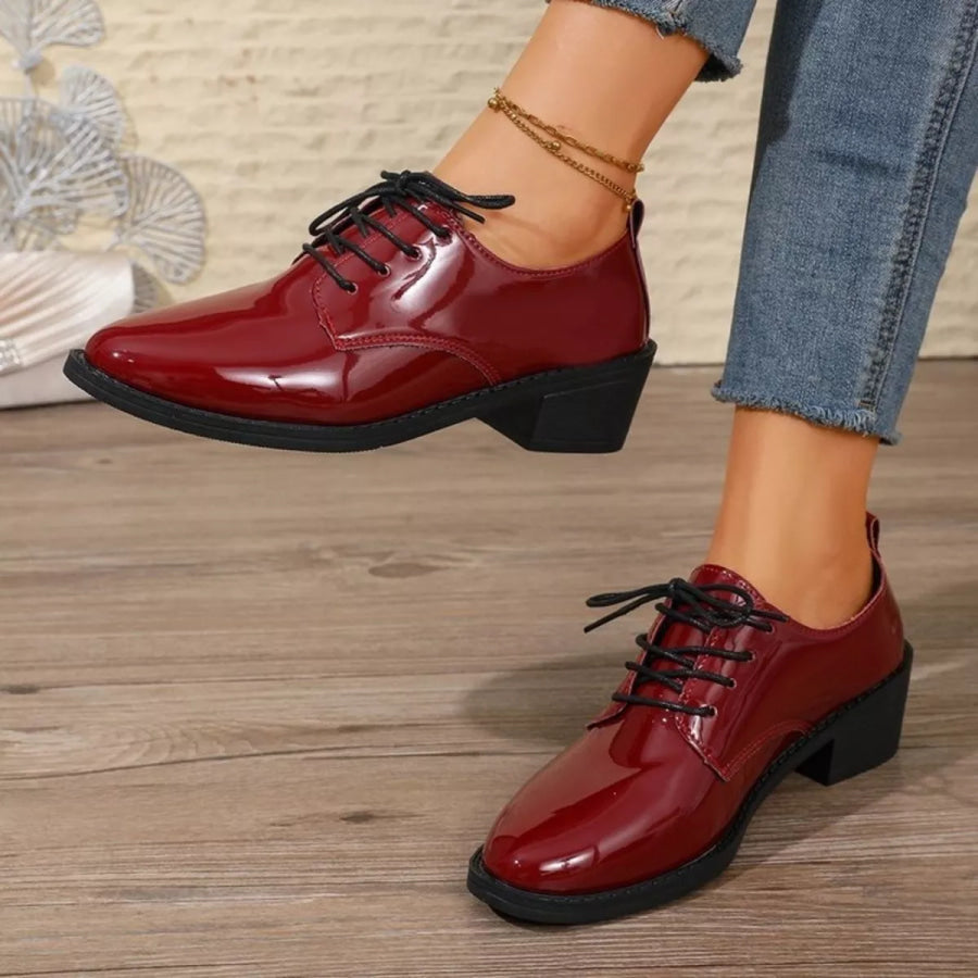Round Toe Block Heels Loafers Apparel and Accessories
