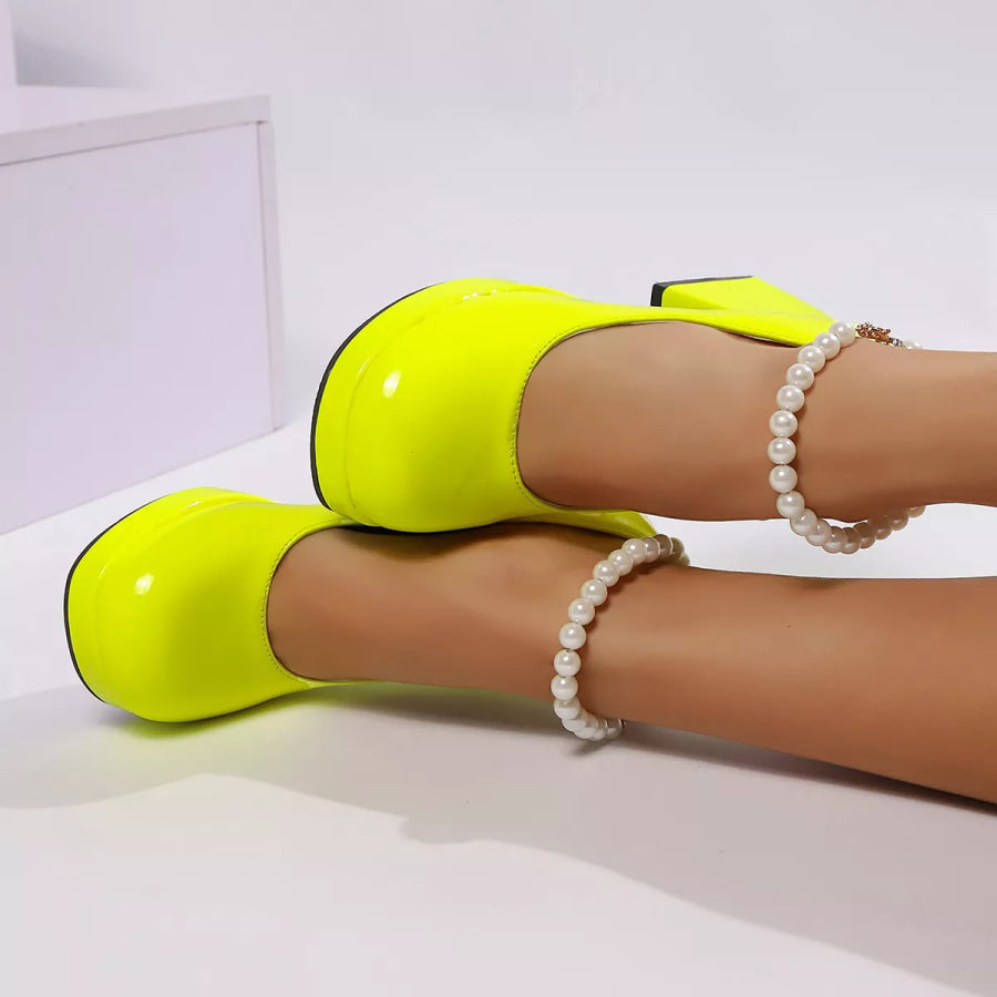 Round Toe Block Heels Pumps Apparel and Accessories