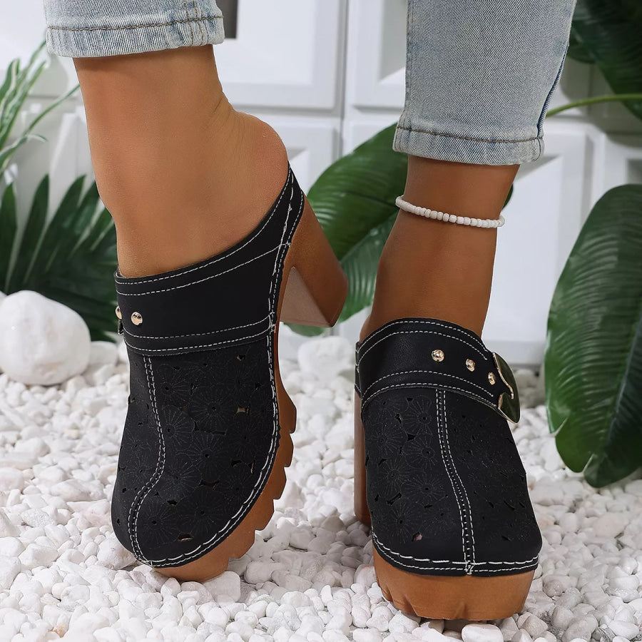 Round Toe Block Heels Sandals Apparel and Accessories