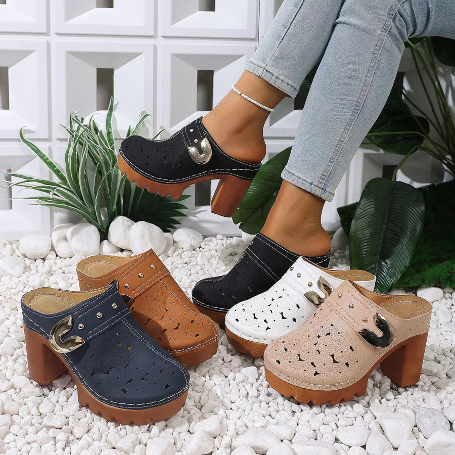 Round Toe Block Heels Sandals Apparel and Accessories
