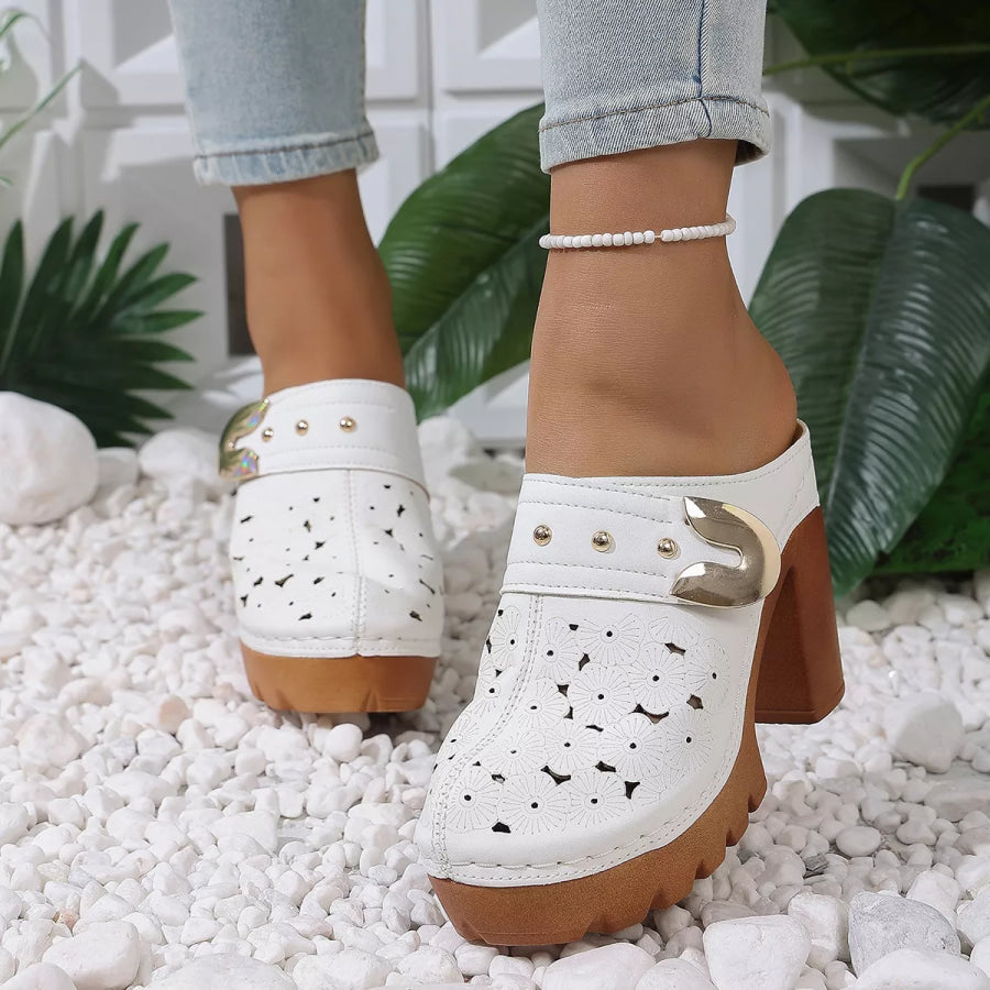Round Toe Block Heels Sandals Apparel and Accessories