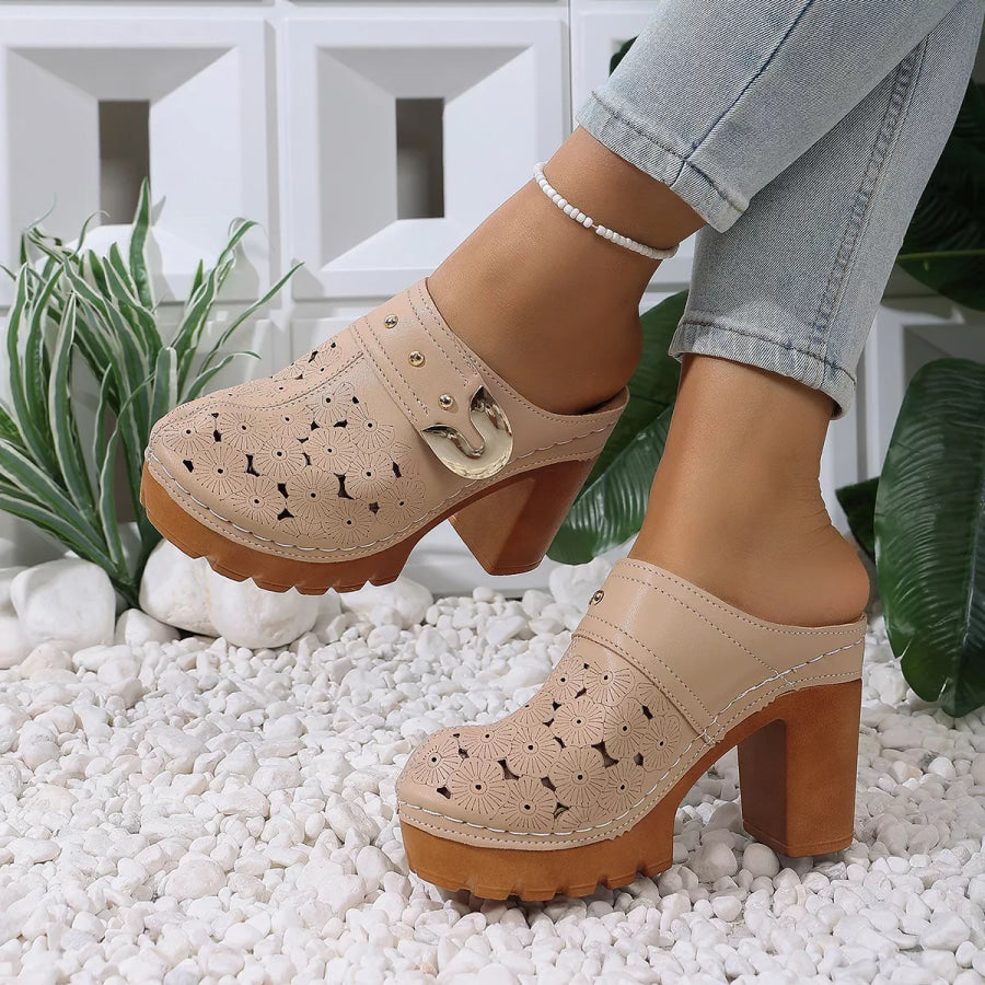 Round Toe Block Heels Sandals Apparel and Accessories