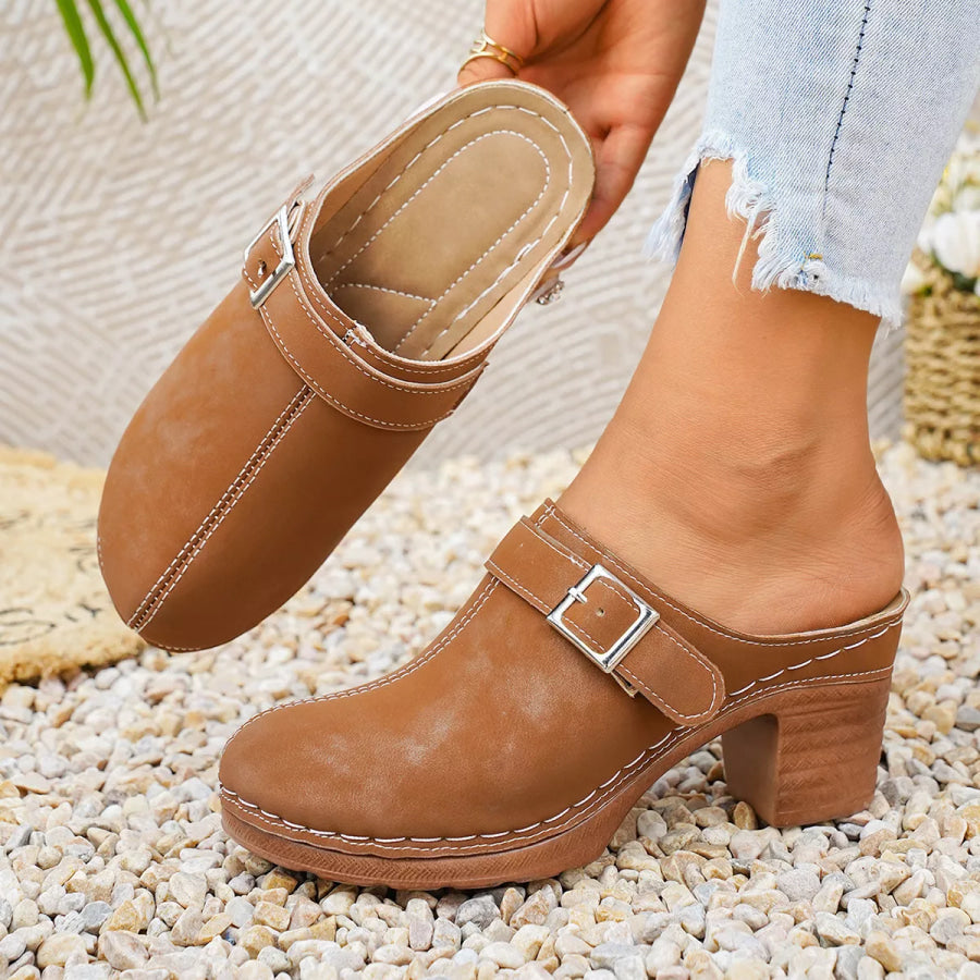 Round Toe Block Heels Sandals Apparel and Accessories