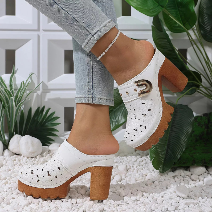 Round Toe Block Heels Sandals Apparel and Accessories