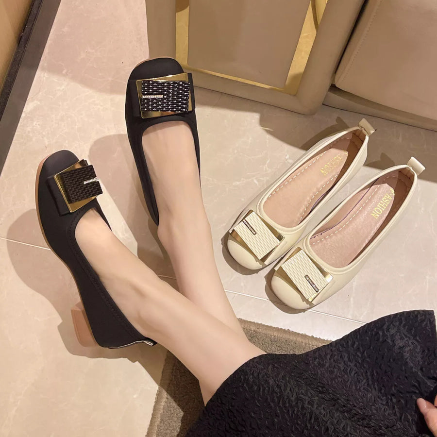 Round Toe Block Heels Slip-Ons Apparel and Accessories