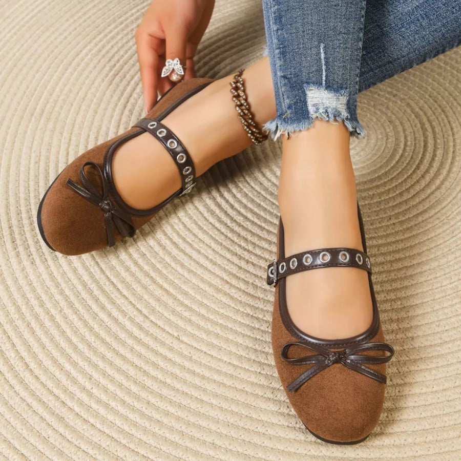 Round Toe Bow Slip-Ons Apparel and Accessories