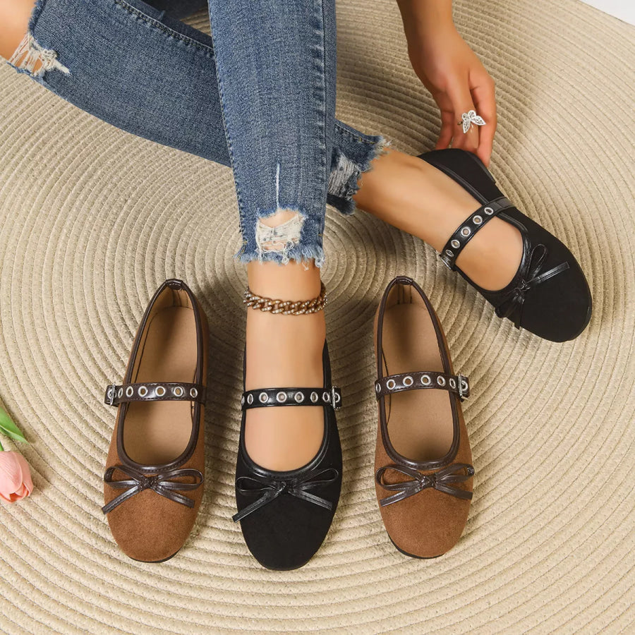 Round Toe Bow Slip-Ons Apparel and Accessories