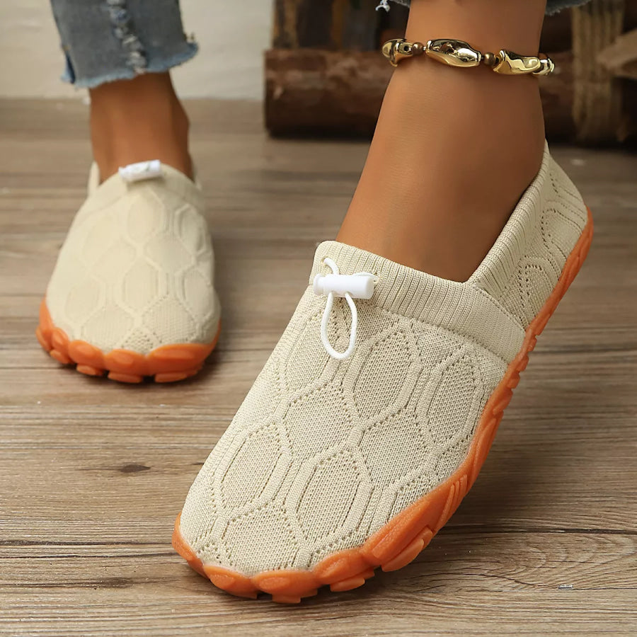 Round Toe Breathable Slip-Ons Beige / 35 Apparel and Accessories