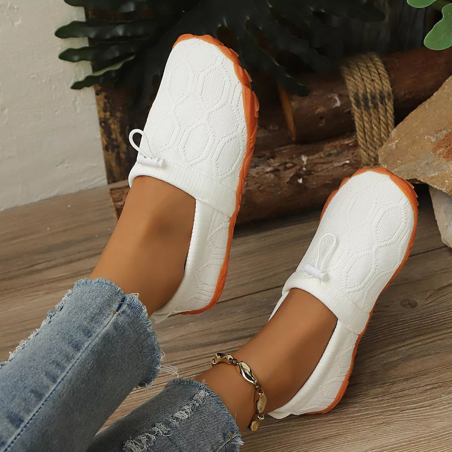 Round Toe Breathable Slip-Ons White / 35 Apparel and Accessories