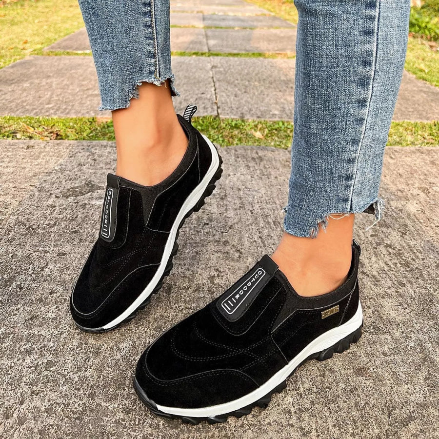 Round Toe Breathable Sneakers Black / 36 Apparel and Accessories