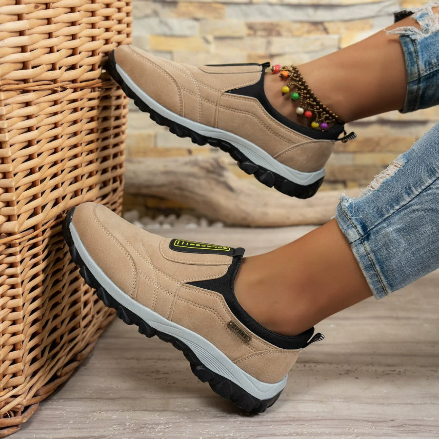 Round Toe Breathable Sneakers Khaki Color / 36 Apparel and Accessories