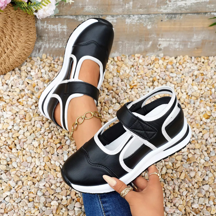 Round Toe Contrast Sneakers Apparel and Accessories