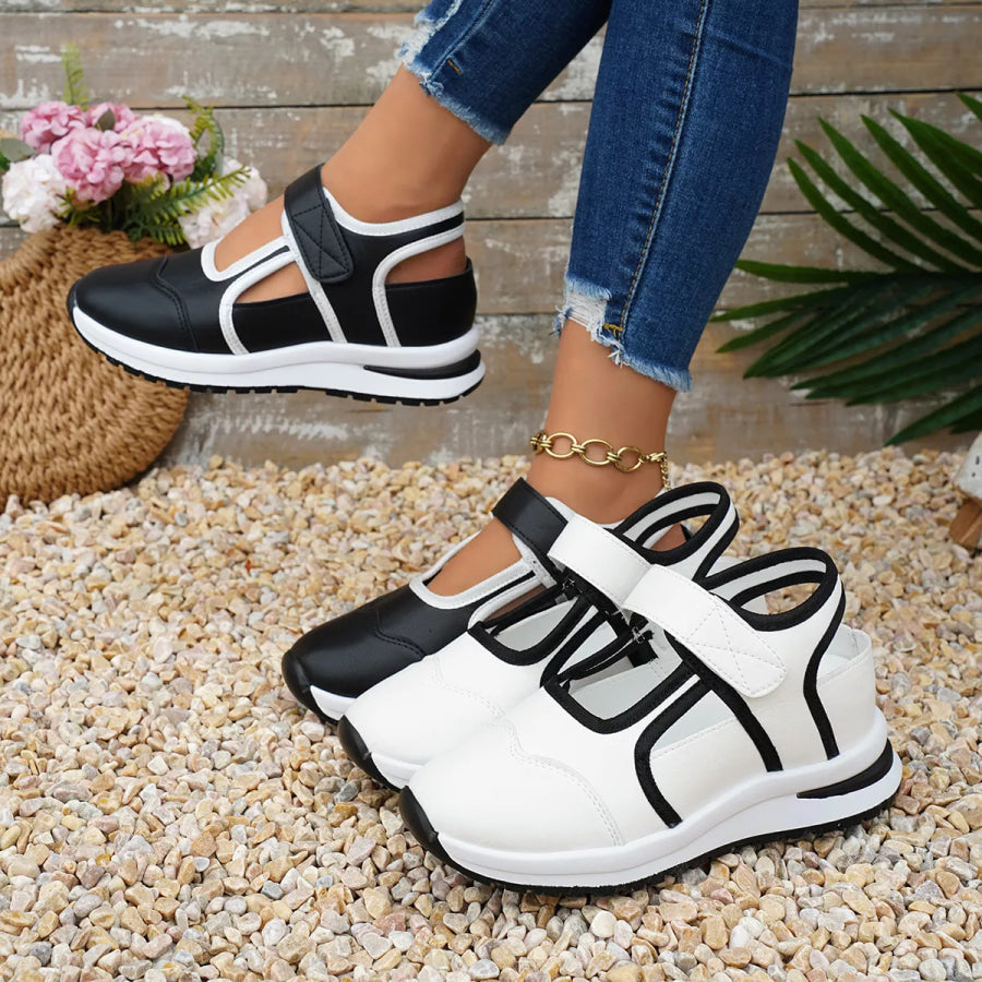Round Toe Contrast Sneakers Apparel and Accessories