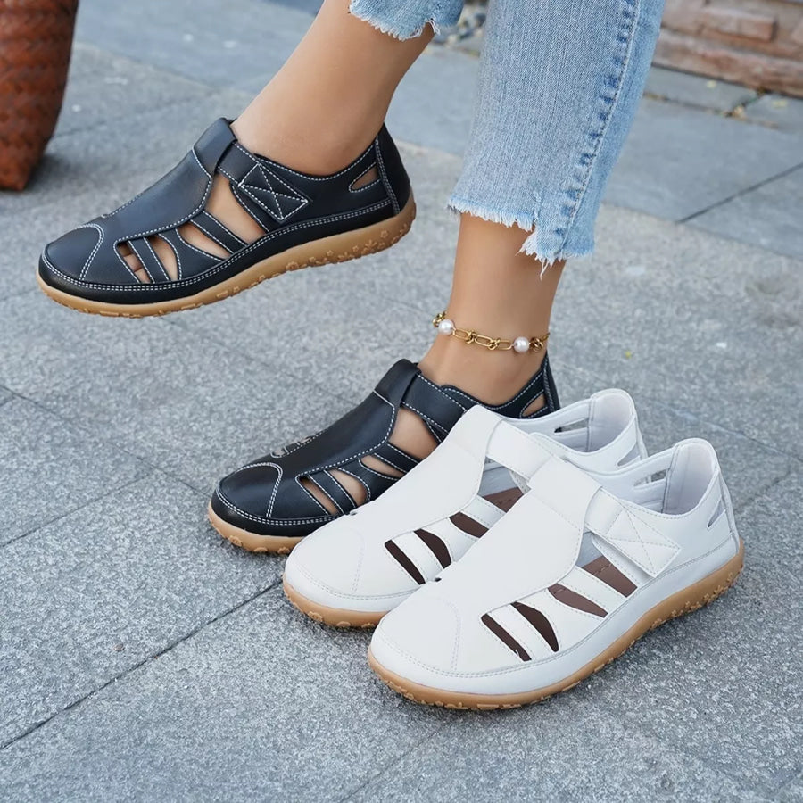 Round Toe Cutout Sandals Black / 36 Apparel and Accessories