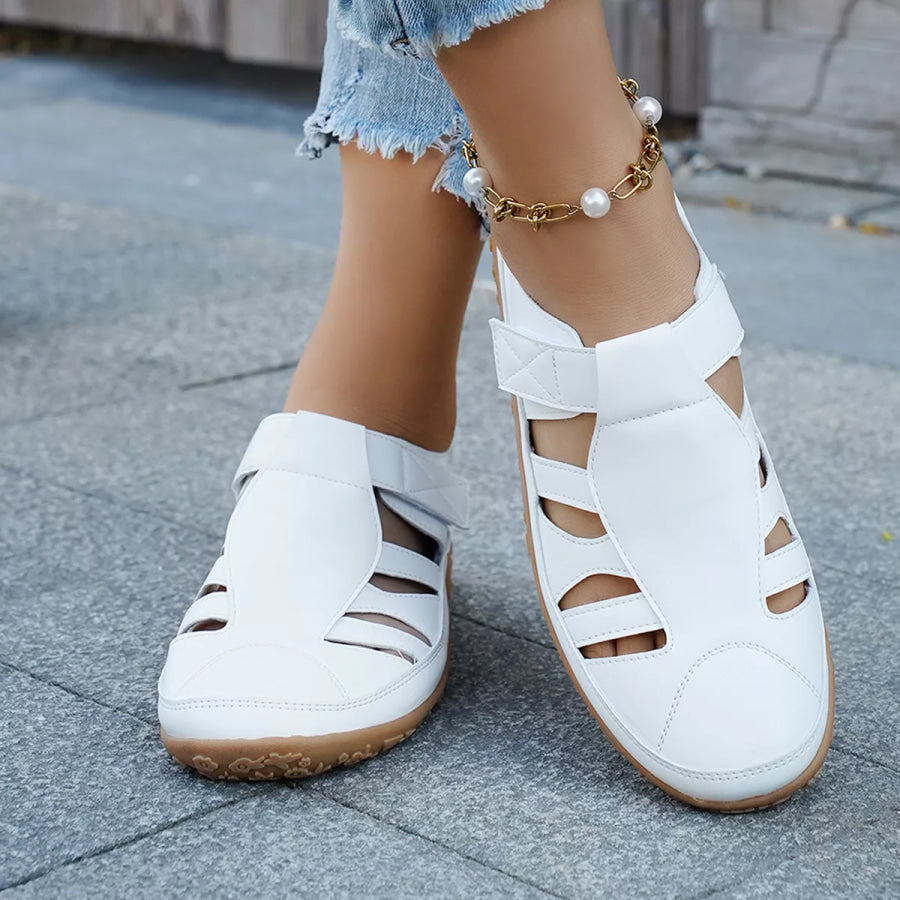 Round Toe Cutout Sandals Gray/white / 36 Apparel and Accessories