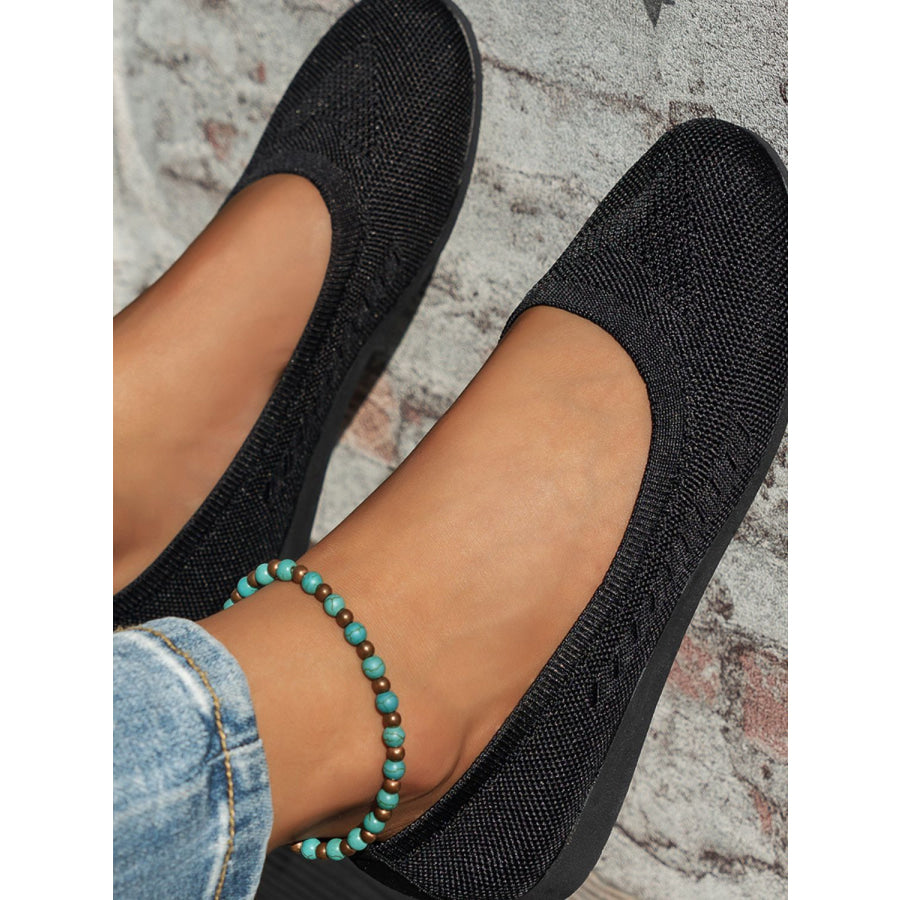 Round Toe Flat Slip-Ons Black / 36(US5) Apparel and Accessories