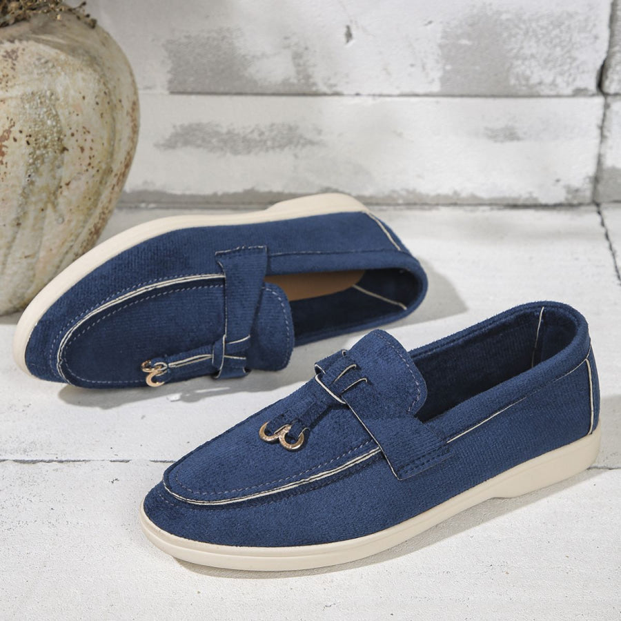 Round Toe Flat Slip-Ons Dark Blue / 36(US5) Apparel and Accessories