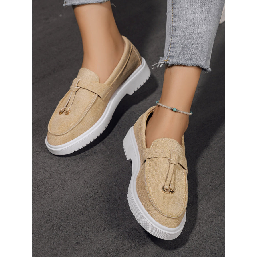 Round Toe Flat Slip-Ons Khaki / 36(US5) Apparel and Accessories