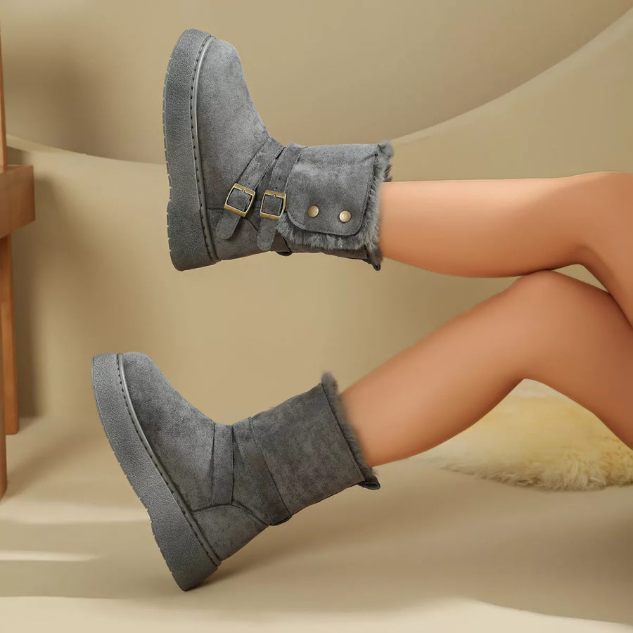 Round Toe Flats Boots Apparel and Accessories