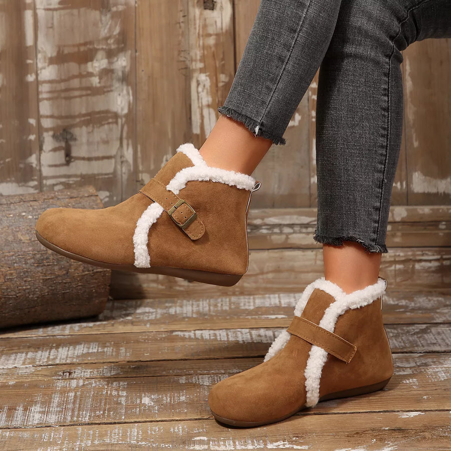 Round Toe Flats Boots Apparel and Accessories