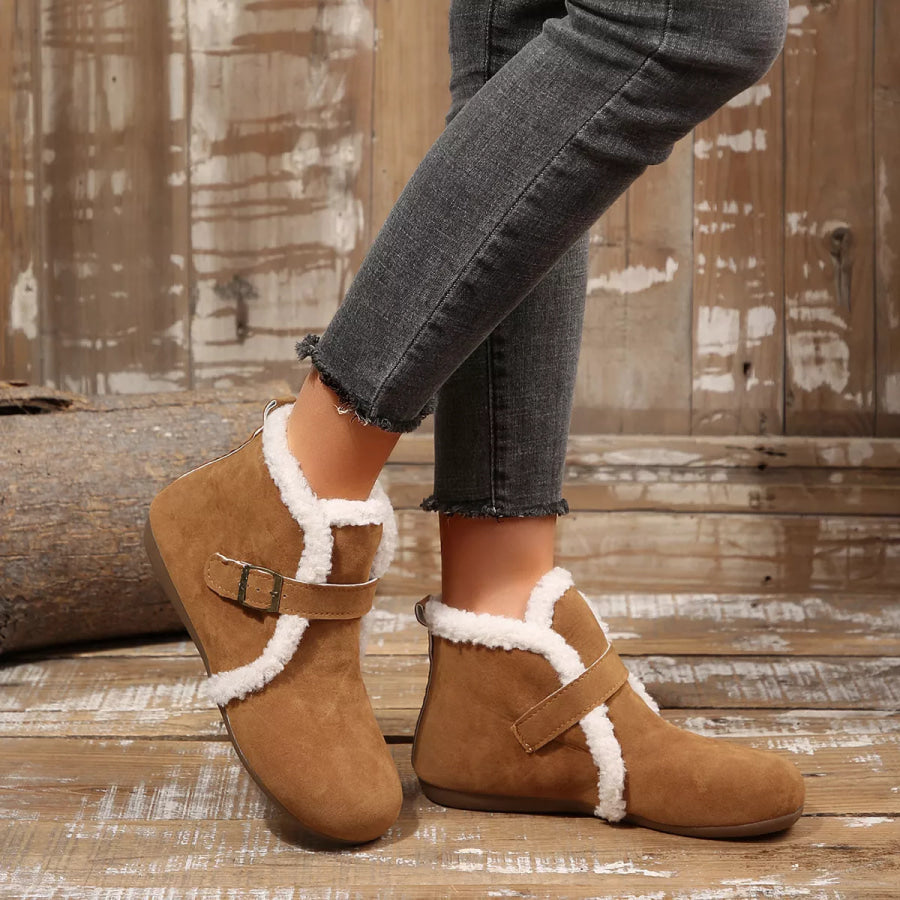 Round Toe Flats Boots Apparel and Accessories
