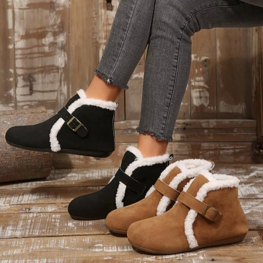Round Toe Flats Boots Apparel and Accessories
