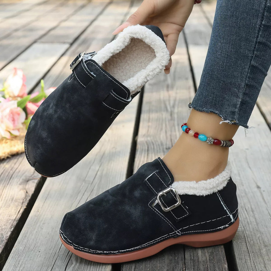 Round Toe Flats Loafers Black / 36 Apparel and Accessories