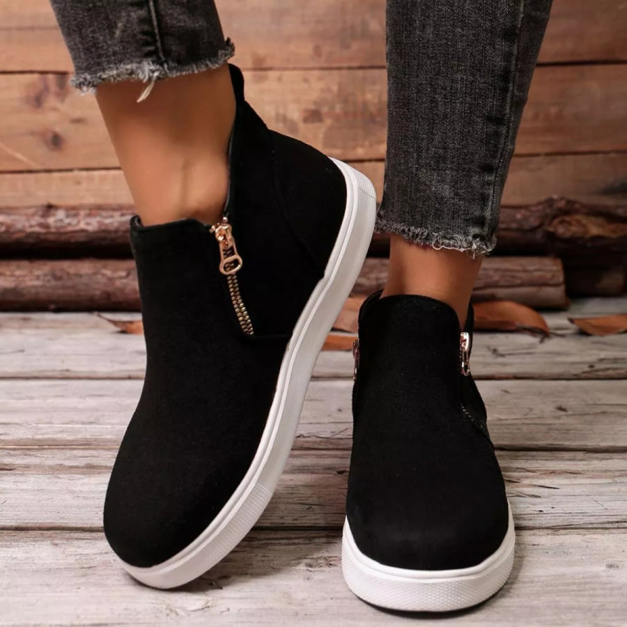 Round Toe Flats Loafers Black / 36 Apparel and Accessories