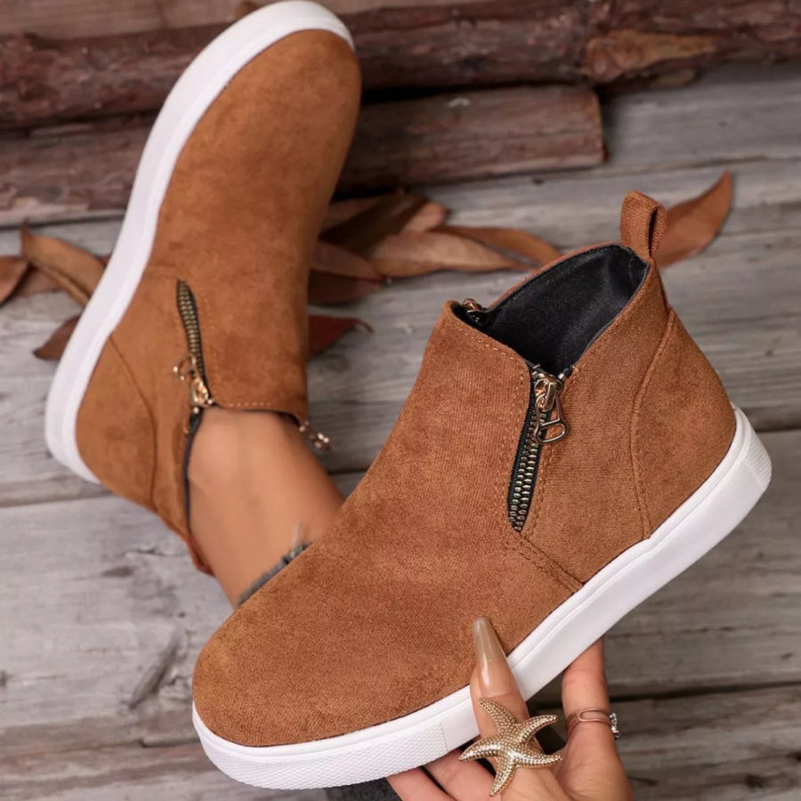Round Toe Flats Loafers Brown / 36 Apparel and Accessories