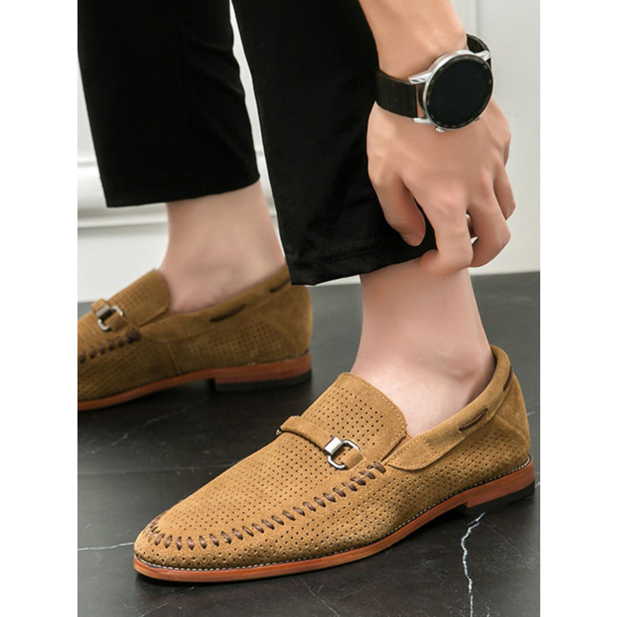 Round Toe Flats Loafers Brown / 39 Apparel and Accessories