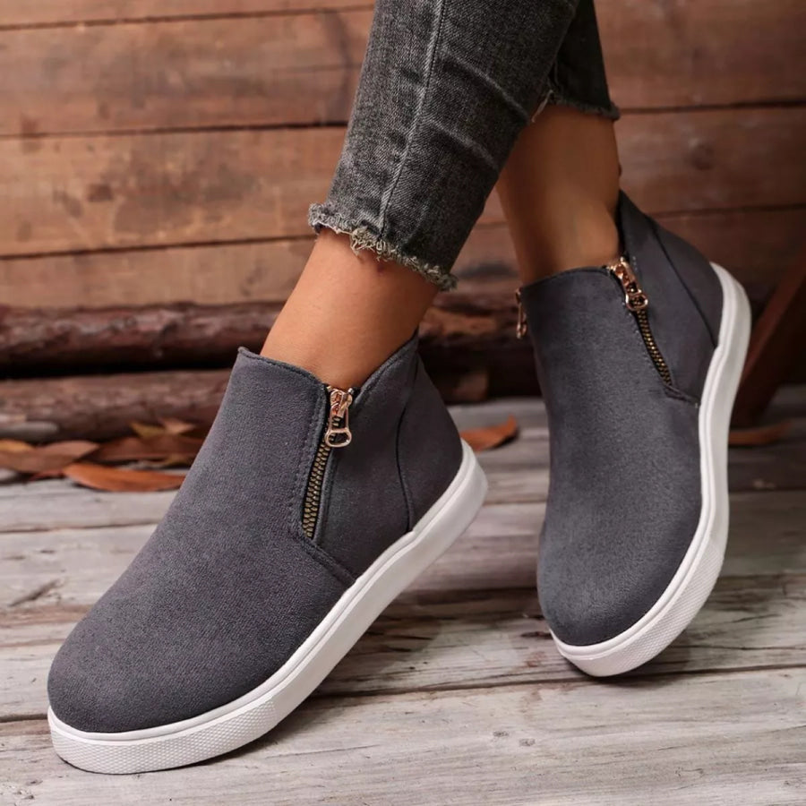 Round Toe Flats Loafers Dark Gray / 36 Apparel and Accessories