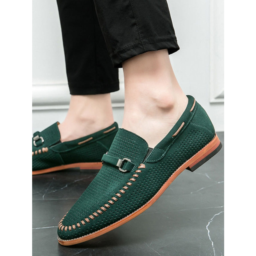 Round Toe Flats Loafers Green / 39 Apparel and Accessories
