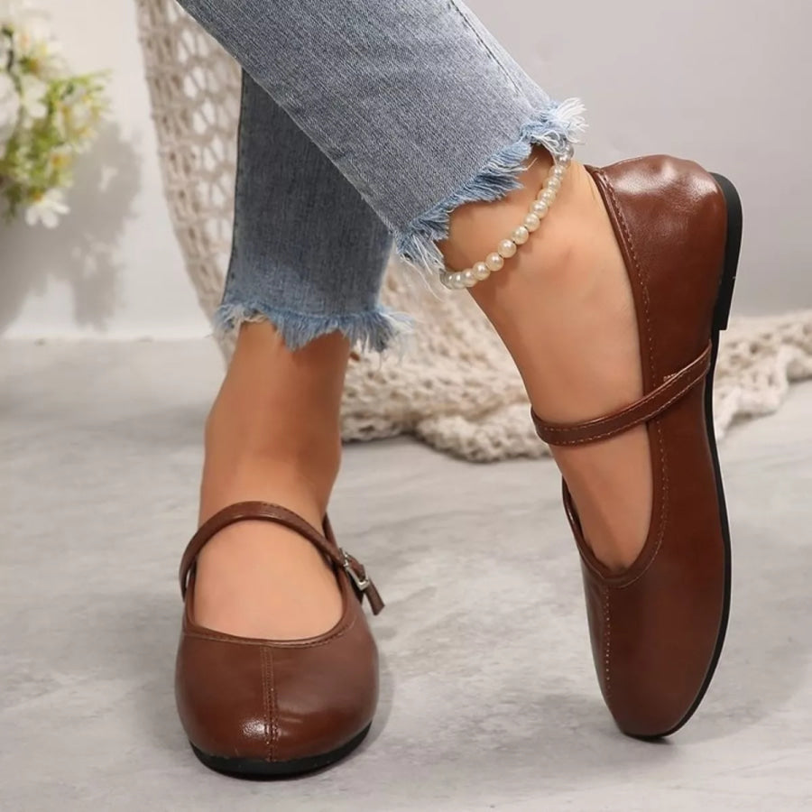 Round Toe Flats Slip-Ons Chocolate / 36 Apparel and Accessories