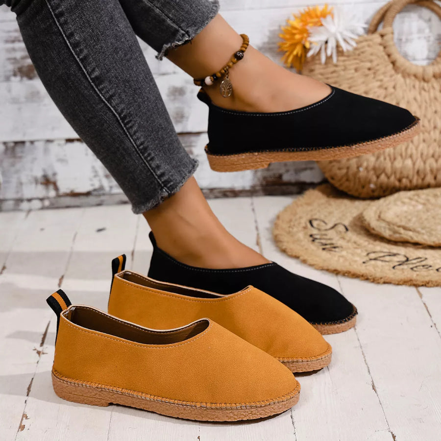 Round Toe Flats Slip-Ons Apparel and Accessories
